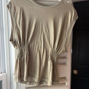 We The Free Tan Ruched Blouse